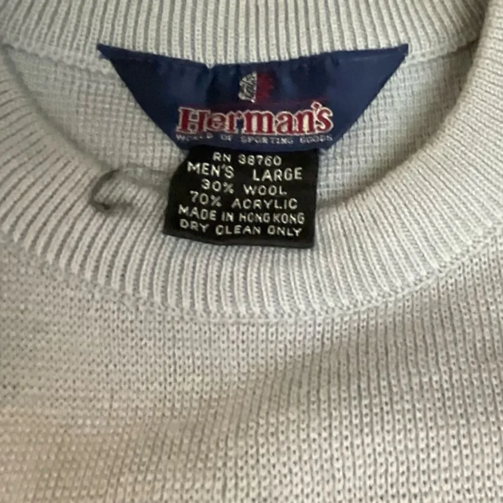 Vintage Herman's‎ Sweater Mens Large Wool Fair Isle Fisherman Chunky Knit Warm